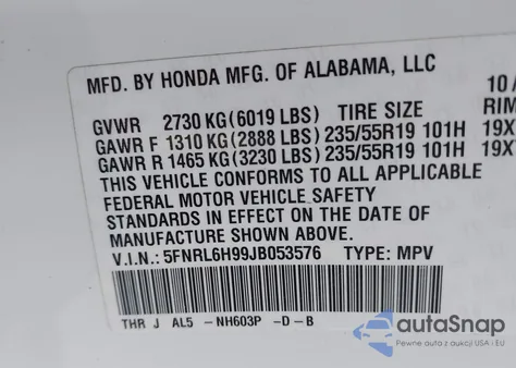 2018 Honda Odyssey Elite from USA, damaged, VIN 5FNRL6H99JB053576